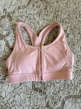 Jockey Front-Zip Light Pink Racerback Sports Bra